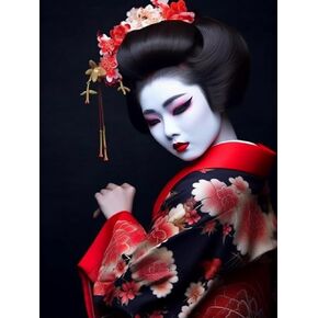 SKRYUIE 5D Geisha Diamond Painting Kits - DIY Diamond Art Kits for Adults Japanese Woman, Full Round Drill - Crystal Cross Stitch - Adults Craft for Wall & Office Decor - 12x16inch