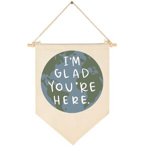Glad You're Here-Inclusive Classroom Decor-Welcome Gift-Teacher Gift-Canvas Hanging Pennant Flag Banner Wall Sign Decor Gift-Birthday Christmas Gift