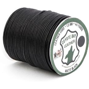 Coyote Bay® Leather Cord, 44 Yards Length in 1.5mm or 2mm Thickness, in Matte Finish Classic Colors: Brown, Black, Tan, and Natural, for Jewelry Making, Crafts, Hobby Projects (Matte Tan, 2 mm)