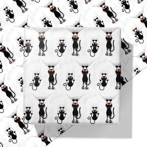 ZINTBIAL Dog Wrapping Paper for Birthday Baby Shower - Paw Print White & Black Puppys Gift Paper for Men Women Kids - 20 x 29 Inches, 6 Folded Sheets, Easy to Store…