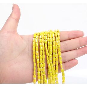 Porcelain Black Rectangle Glass Beads for Jewelry Making,Faceted Glass Crystal Loose Beads Rectangle Shape Charming Beads Bulk Lot for Women Men Earrings Necklace Bracelets DIY,4x7mm (75~80Pcs)