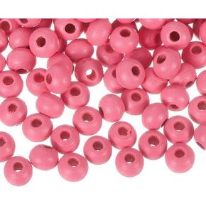 uxcell 300Pcs 8mm Colored Natural Wood Beads, Large Hole Round Colorful Wooden Spacer Beads for DIY Crafting, Jewelry Making Bracelets (Yellow)
