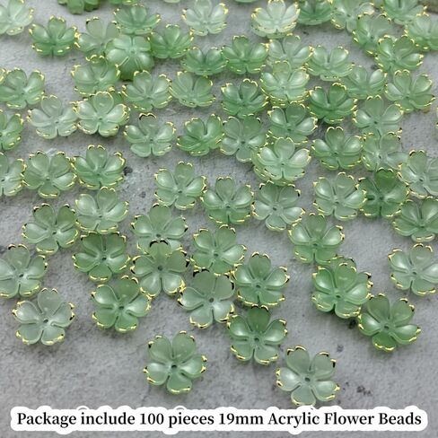 100pcs Acrylic Flower Beads, 19mm Cherry Blossom Plastic Gradient Flower Spacer Beads for DIY Crafts Bracelet Necklace Earrings Jewelry Making(Mix Colors) in Kuwait