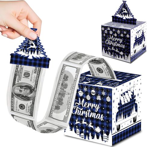 Merry Christmas Money Box for Cash Gift Pull, DIY Surprise Money Pull Out Gift Box with 50Pcs Transparent Bags for Kids Adults, Fun & Unique Ways to Give Cash As for Your Loved Ones（1Pack) in Saudi Arabia