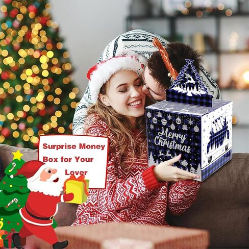Merry Christmas Money Box for Cash Gift Pull, DIY Surprise Money Pull Out Gift Box with 50Pcs Transparent Bags for Kids Adults, Fun & Unique Ways to Give Cash As for Your Loved Ones（1Pack) in Saudi Arabia