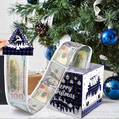 Merry Christmas Money Box for Cash Gift Pull, DIY Surprise Money Pull Out Gift Box with 50Pcs Transparent Bags for Kids Adults, Fun & Unique Ways to Give Cash As for Your Loved Ones（1Pack) in Saudi Arabia
