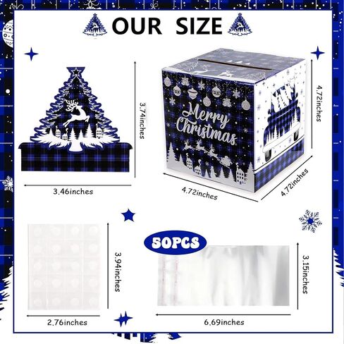 Merry Christmas Money Box for Cash Gift Pull, DIY Surprise Money Pull Out Gift Box with 50Pcs Transparent Bags for Kids Adults, Fun & Unique Ways to Give Cash As for Your Loved Ones（1Pack) in Saudi Arabia