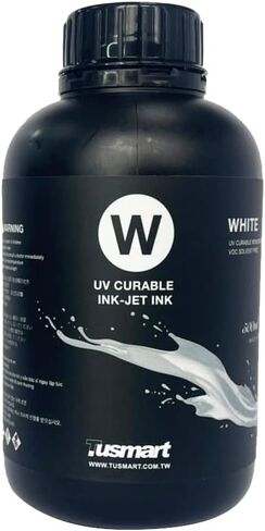 UV Curable Digital Hard Ink, 500 mL, Yellow, Magenta, Cyan, Black, White, Varnish, 100% Made in Taiwan, FBA (White) in Saudi Arabia