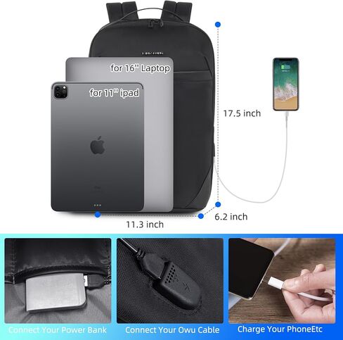 KINGSLONG Laptop Backpack for Men 15.6-16 inch Slim Business Backpack for Men Lightweight Computer Backpack with USB Charging Port Water Resistance Anti-theft Computer Bag for Work Office Colllege in Saudi Arabia