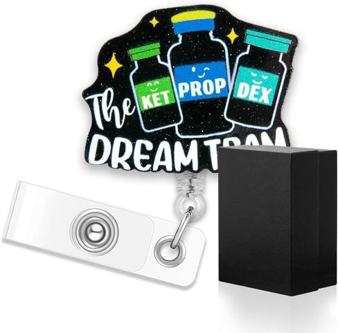 زجاجات مضحكة من ERHACHAIJIA The Dream Team هدية بكرة شارة قابلة للسحب للممرضة والطبيب والصيدلة وطبيب التخدير والجراح CRNA (فضي) in Saudi Arabia