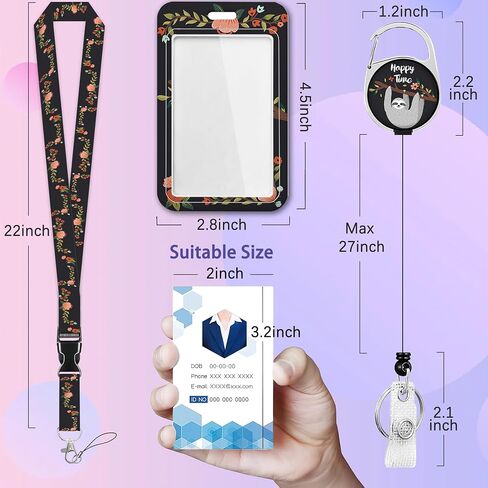 Rose Lanyards for Id Badges,ID Badge Holder and Retractable Reel Clip Lanyard with ID Card Nametag Badge Holder for Nurse Teacher in Kuwait