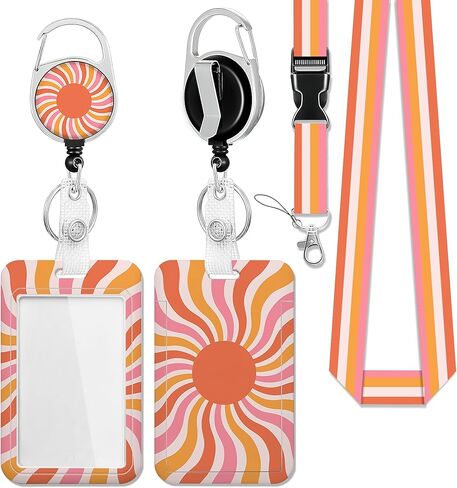 Rose Lanyards for Id Badges,ID Badge Holder and Retractable Reel Clip Lanyard with ID Card Nametag Badge Holder for Nurse Teacher in Kuwait