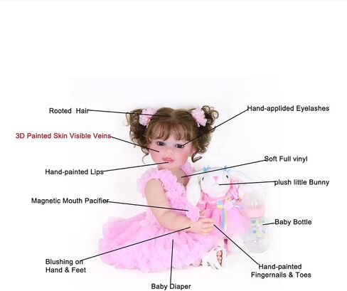 22 Inch Toddler Dolls Galaxia Girl (white and blue)- Baby Dolls Girl- Cute Soft Vinyl Realistic Baby Doll Poseable Smiling Real Life Baby Dolls with Complete Accessories for 3+ Years Old Gifts in Saudi Arabia