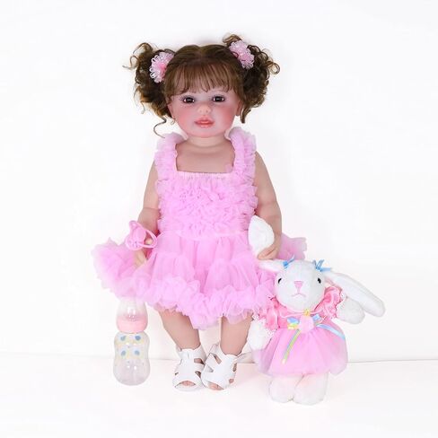 22 Inch Toddler Dolls Galaxia Girl (white and blue)- Baby Dolls Girl- Cute Soft Vinyl Realistic Baby Doll Poseable Smiling Real Life Baby Dolls with Complete Accessories for 3+ Years Old Gifts in Saudi Arabia