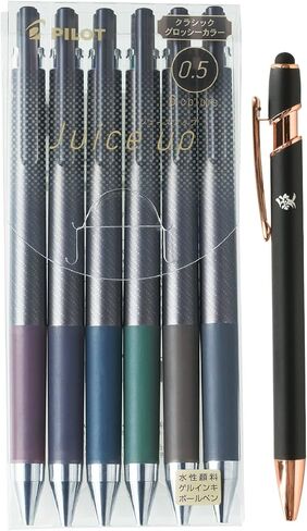 04 Pilot Juice up 05 قلم حبر جل قابل للسحب 0.5 مم، لون لامع ذو نقطة دقيقة، مجموعة 6 ألوان (LJP120S5-6CCG) مع العبوة الأصلية القابلة للاستخدام، 2.51 × 5.6 × 0.47 بوصة in Saudi Arabia
