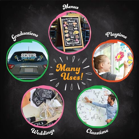 Chalk Markers Window Markers for Cars 12 Pastel Pens Set - Earth Colors Chalkboard Markers - Chalk Markers with Reversible Tips and Erasing Sponge Included in Saudi Arabia