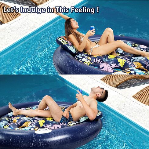 Double Inflatable Pool Floats Adult, HeyStookie Tanning Lounger Float, Multicolored Swimming Toys for Outdoor, Party,Swimming Pool, Lake, 80 Inches XL Size in Saudi Arabia
