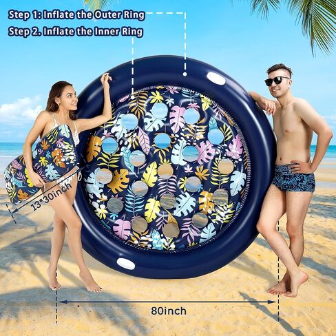 Double Inflatable Pool Floats Adult, HeyStookie Tanning Lounger Float, Multicolored Swimming Toys for Outdoor, Party,Swimming Pool, Lake, 80 Inches XL Size in Saudi Arabia
