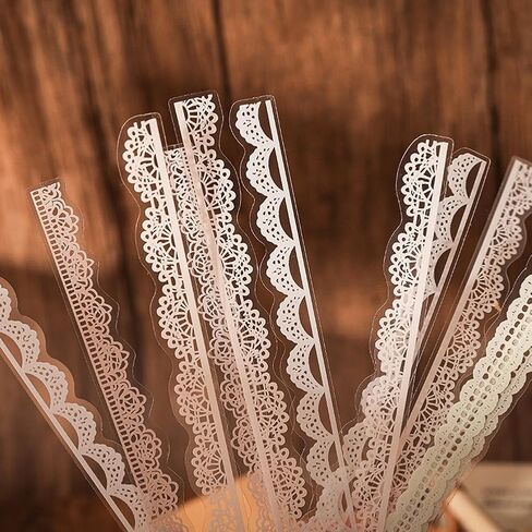 40 Pcs Transparent Lace Stickers for Scrapbooking Junk Journal Card Making Collage Diary Planner Notebook Letter Photo Album Craft Project Decoration, 5 Patterns in Kuwait