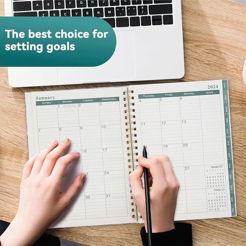 WERTIOO 2024 Planner, 8.5 x 11 Inch Monthly and Weekly Hummingbirds Planner, JAN.2024 to DEC.2024, Large Planner with Spiral Bound, Note Pages, Pockets in Kuwait