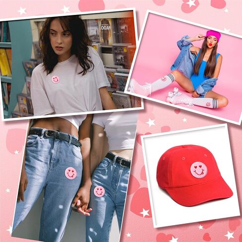 12 قطعة من رقعة الشنيل الوردية لعيد الحب مع عيون على شكل وجه مبتسم وتطريز وجه مبتسم وخياطة بالمكواة على رقعة للملابس وحقائب الظهر وقبعة وسترة نباتية وتي شيرت DIY لتزيين الحرف اليدوية in Kuwait