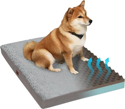 Memory Foam Dog Bed, Egg Crate Orthopedic Medium Large Dog Bed, Waterproof and Machine-Washable Cover, 35x22x3 Inch All-Season Comfort Pet Mat (Coffee) in Saudi Arabia