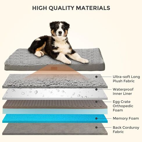 Memory Foam Dog Bed, Egg Crate Orthopedic Medium Large Dog Bed, Waterproof and Machine-Washable Cover, 35x22x3 Inch All-Season Comfort Pet Mat (Coffee) in Saudi Arabia