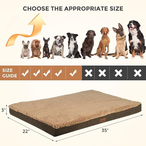 Memory Foam Dog Bed, Egg Crate Orthopedic Medium Large Dog Bed, Waterproof and Machine-Washable Cover, 35x22x3 Inch All-Season Comfort Pet Mat (Coffee) in Saudi Arabia