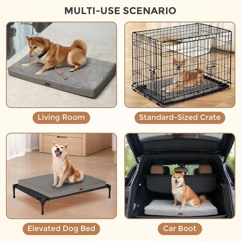 Memory Foam Dog Bed, Egg Crate Orthopedic Medium Large Dog Bed, Waterproof and Machine-Washable Cover, 35x22x3 Inch All-Season Comfort Pet Mat (Coffee) in Saudi Arabia