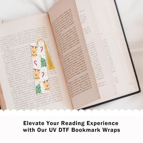 Christmas UV DTF Bookmark Stickers - 24 Pcs Gnome Santa Claus Blank Acrylic Bookmarks Uvdtf Double-Sided Sticker About Festival Theme, Cute Snowflake Elk Rub on Transfer Decals for Booklover Gifts in Kuwait