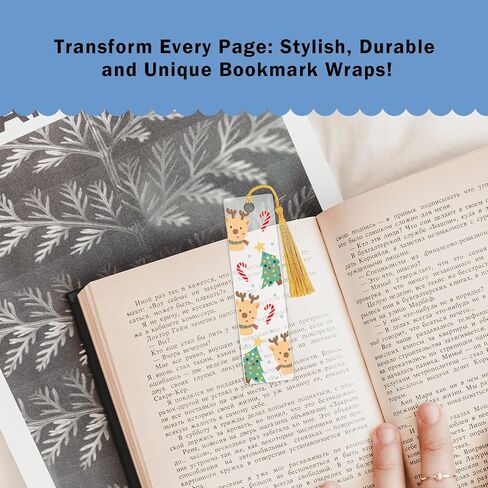Christmas UV DTF Bookmark Stickers - 24 Pcs Gnome Santa Claus Blank Acrylic Bookmarks Uvdtf Double-Sided Sticker About Festival Theme, Cute Snowflake Elk Rub on Transfer Decals for Booklover Gifts in Kuwait