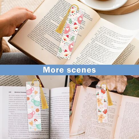 Christmas UV DTF Bookmark Stickers - 24 Pcs Gnome Santa Claus Blank Acrylic Bookmarks Uvdtf Double-Sided Sticker About Festival Theme, Cute Snowflake Elk Rub on Transfer Decals for Booklover Gifts in Kuwait