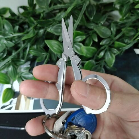 Folding Scissors, Safe Portable Travel Scissors, Stainless Steel Mini Folding Scissors for Outdoor Activities, Travel, Family, School, Fishing, Tailoring, Gift Giving (Silver) in Saudi Arabia