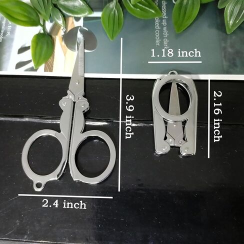 Folding Scissors, Safe Portable Travel Scissors, Stainless Steel Mini Folding Scissors for Outdoor Activities, Travel, Family, School, Fishing, Tailoring, Gift Giving (Silver) in Saudi Arabia