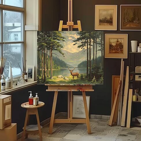 Natuyalo Paint by Numbers for Adults Beginner, Elk in Forest Acrylic Easy Paint by Numbers Kits Natural Landscape Craft Kits for Adults Suitable for Home Wall Decoration Flameless 16x20 Inch in Kuwait
