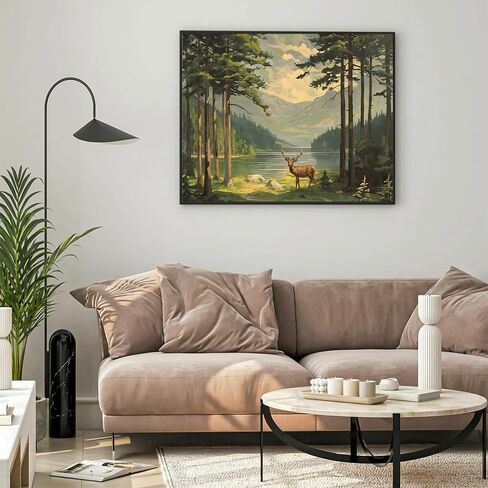 Natuyalo Paint by Numbers for Adults Beginner, Elk in Forest Acrylic Easy Paint by Numbers Kits Natural Landscape Craft Kits for Adults Suitable for Home Wall Decoration Flameless 16x20 Inch in Kuwait
