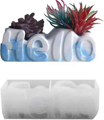 Silicone Planter Molds for Concrete, Succulent Plant Pot Resin Molds Jewelry Storage Box Epoxy Mold Trinket Box Casting Mold for DIY Homemade Ornaments (Familia) in Saudi Arabia