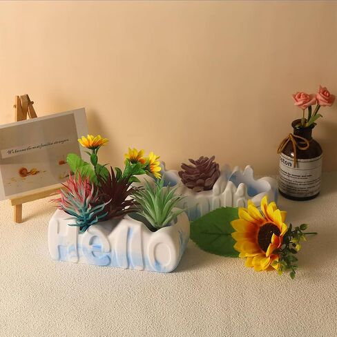 Silicone Planter Molds for Concrete, Succulent Plant Pot Resin Molds Jewelry Storage Box Epoxy Mold Trinket Box Casting Mold for DIY Homemade Ornaments (Familia) in Saudi Arabia