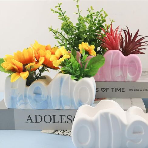 Silicone Planter Molds for Concrete, Succulent Plant Pot Resin Molds Jewelry Storage Box Epoxy Mold Trinket Box Casting Mold for DIY Homemade Ornaments (Familia) in Saudi Arabia