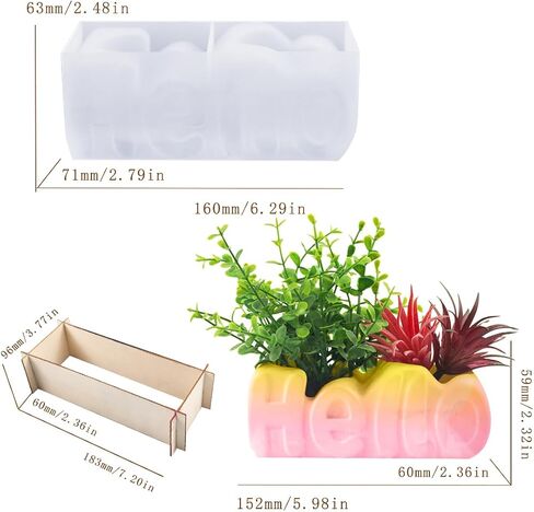 Silicone Planter Molds for Concrete, Succulent Plant Pot Resin Molds Jewelry Storage Box Epoxy Mold Trinket Box Casting Mold for DIY Homemade Ornaments (Familia) in Saudi Arabia