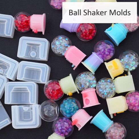 iSuperb Resin Molds Kit, Shaker Silicone Molds, Epoxy Jewelry Molds, 4 Twisted Egg Machine Mold, 5 Hollow Glass Ball, for DIY Jewelry Craft Making, Pendant, Keychain, Decorations (4 x Shaker Mold) in Saudi Arabia