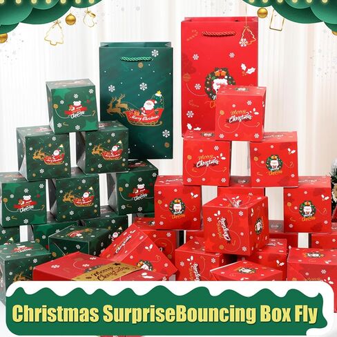 Christmas Surprise Gift Box Explosion for Money, Unique Folding Bouncing Red Envelope Gift Box with Confetti for Lover & kids (Christmas Elk) in Saudi Arabia