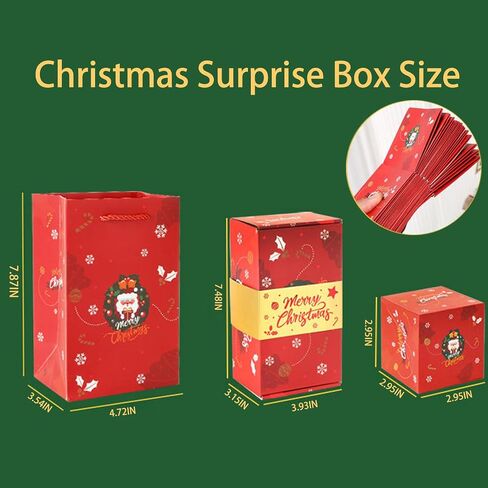 Christmas Surprise Gift Box Explosion for Money, Unique Folding Bouncing Red Envelope Gift Box with Confetti for Lover & kids (Christmas Elk) in Saudi Arabia