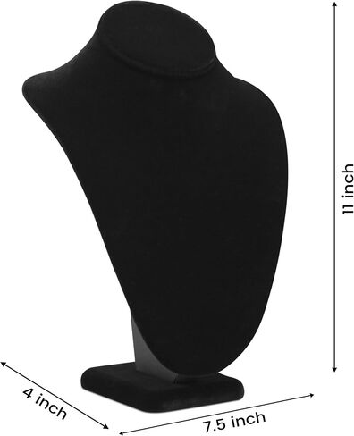 حامل عرض مجوهرات على شكل قلادة مخملية سوداء مقاس X-Large (15.5X8X5) + حقيبة NB مخصصة in Kuwait