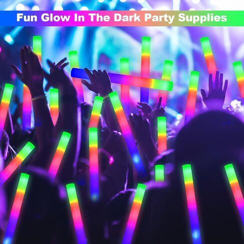 Hamzs 20 PCS Foam Glow Sticks with 3 Modes Colorful Flashing, Foam Light Up Sticks, LED Light Up Foam Sticks Flashing Glow Sticks Foam Glow Sticks for New Year, Wedding, Raves, Concert, Christmas in Saudi Arabia