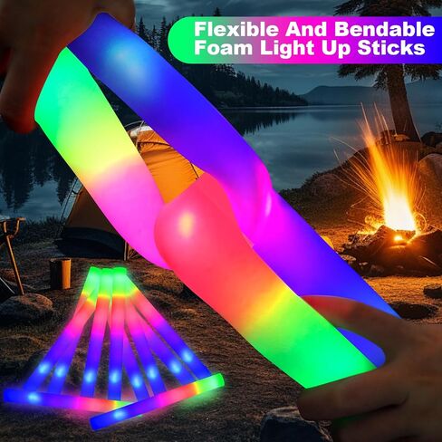 Hamzs 20 PCS Foam Glow Sticks with 3 Modes Colorful Flashing, Foam Light Up Sticks, LED Light Up Foam Sticks Flashing Glow Sticks Foam Glow Sticks for New Year, Wedding, Raves, Concert, Christmas in Saudi Arabia