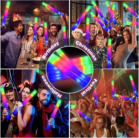 Hamzs 20 PCS Foam Glow Sticks with 3 Modes Colorful Flashing, Foam Light Up Sticks, LED Light Up Foam Sticks Flashing Glow Sticks Foam Glow Sticks for New Year, Wedding, Raves, Concert, Christmas in Saudi Arabia