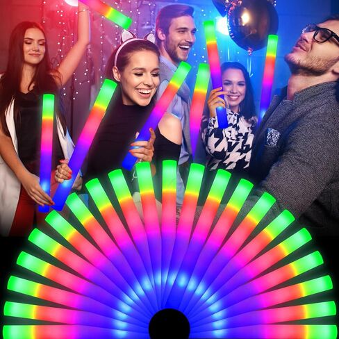 Hamzs 20 PCS Foam Glow Sticks with 3 Modes Colorful Flashing, Foam Light Up Sticks, LED Light Up Foam Sticks Flashing Glow Sticks Foam Glow Sticks for New Year, Wedding, Raves, Concert, Christmas in Saudi Arabia