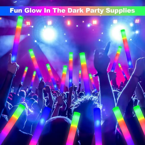 Hamzs 20 PCS Foam Glow Sticks with 3 Modes Colorful Flashing, Foam Light Up Sticks, LED Light Up Foam Sticks Flashing Glow Sticks Foam Glow Sticks for New Year, Wedding, Raves, Concert, Christmas in Saudi Arabia