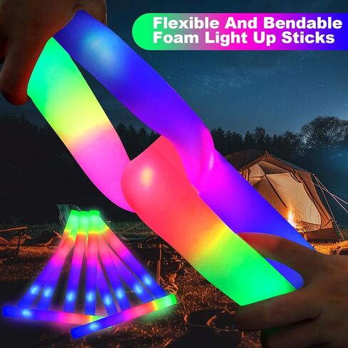 Hamzs 20 PCS Foam Glow Sticks with 3 Modes Colorful Flashing, Foam Light Up Sticks, LED Light Up Foam Sticks Flashing Glow Sticks Foam Glow Sticks for New Year, Wedding, Raves, Concert, Christmas in Saudi Arabia